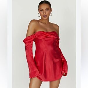 Meshki Red Off-Shoulder Dress